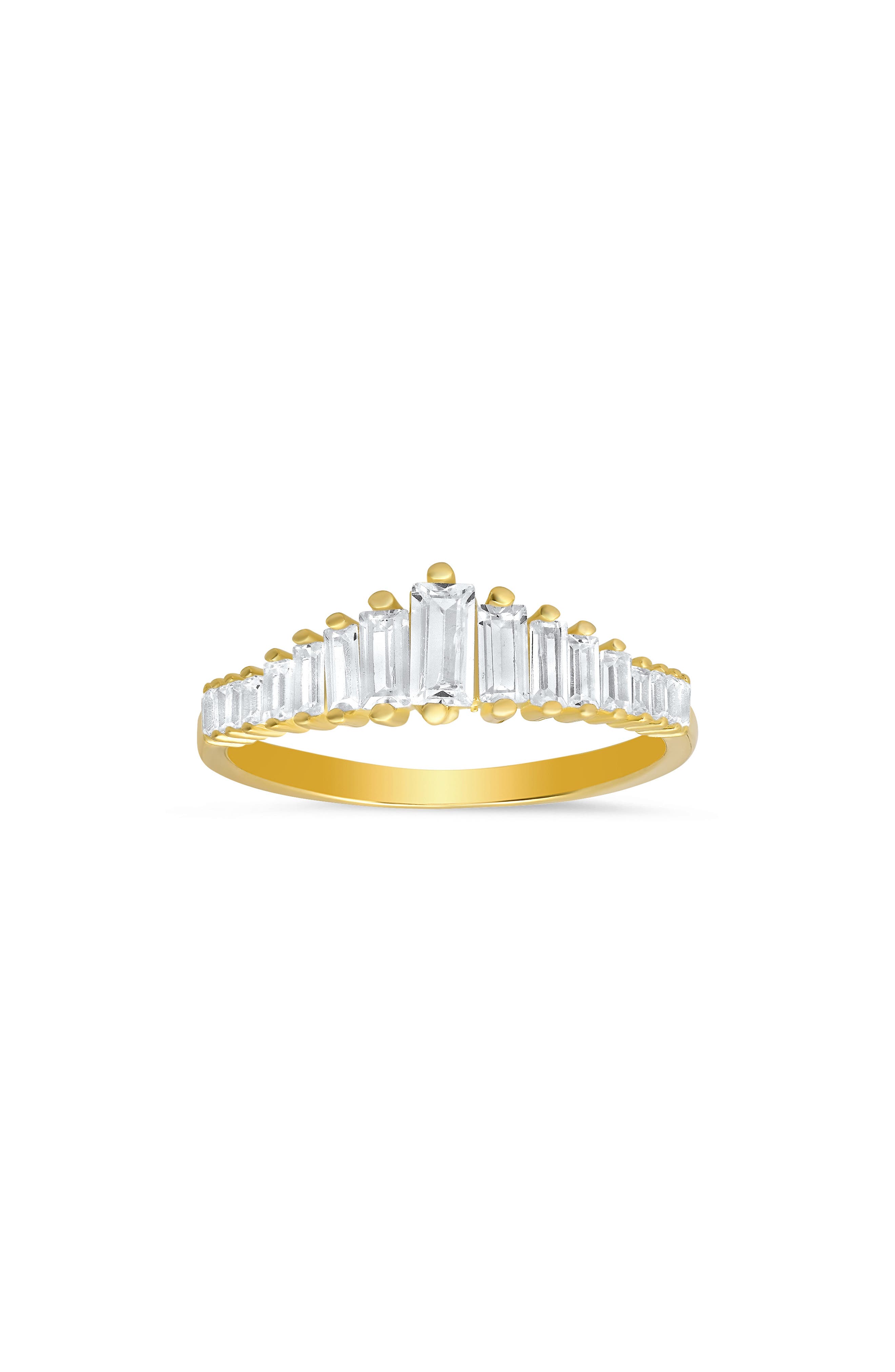 Queen Jewels Sterling Silver CZ Baguette Cut Deco Ring