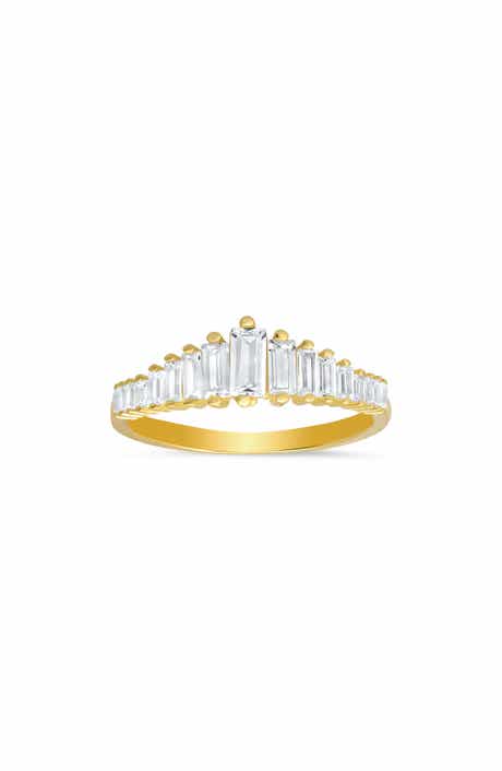 Queen Jewels Sterling Silver CZ Baguette Cut Deco Ring