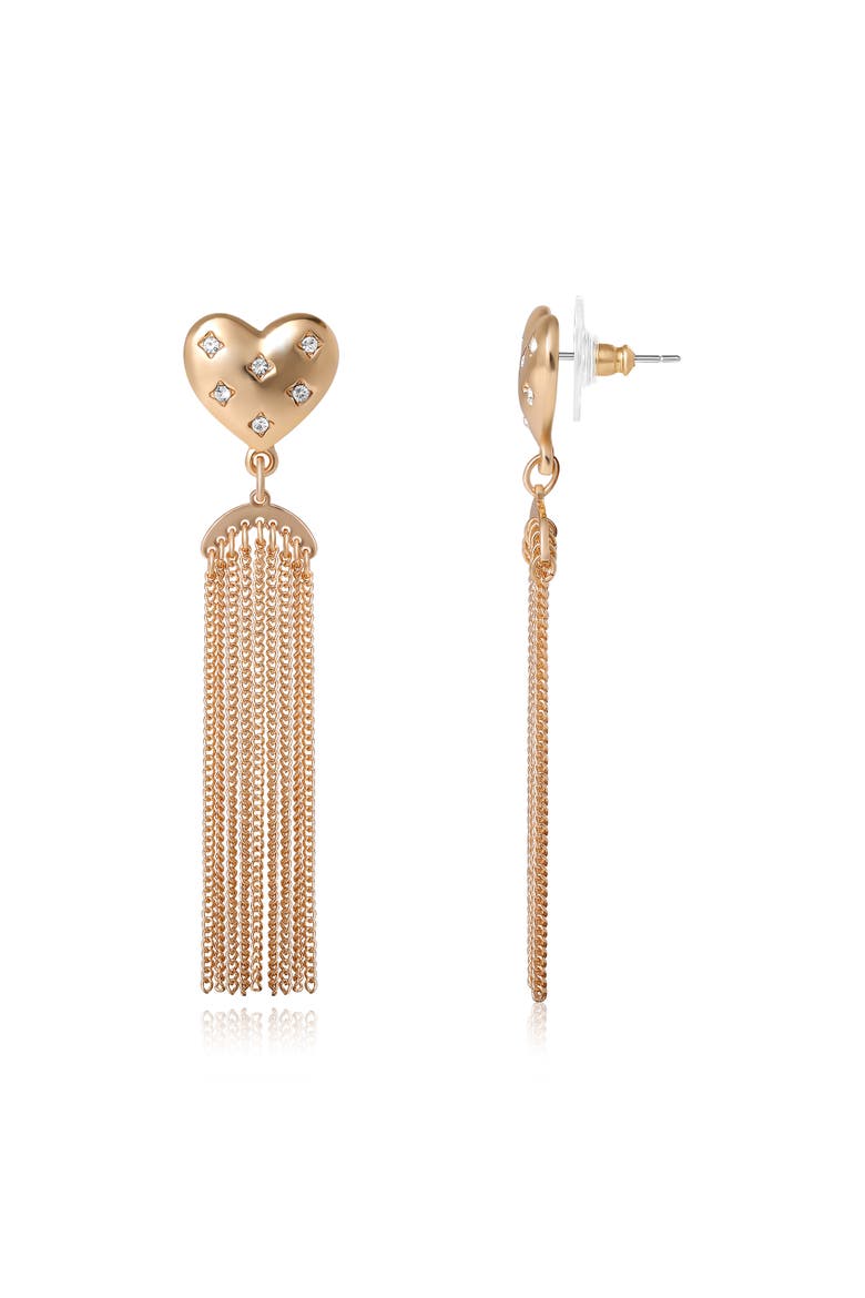 BCBGeneration Tassel Heart Drop Earrings, Alternate, color, Gold