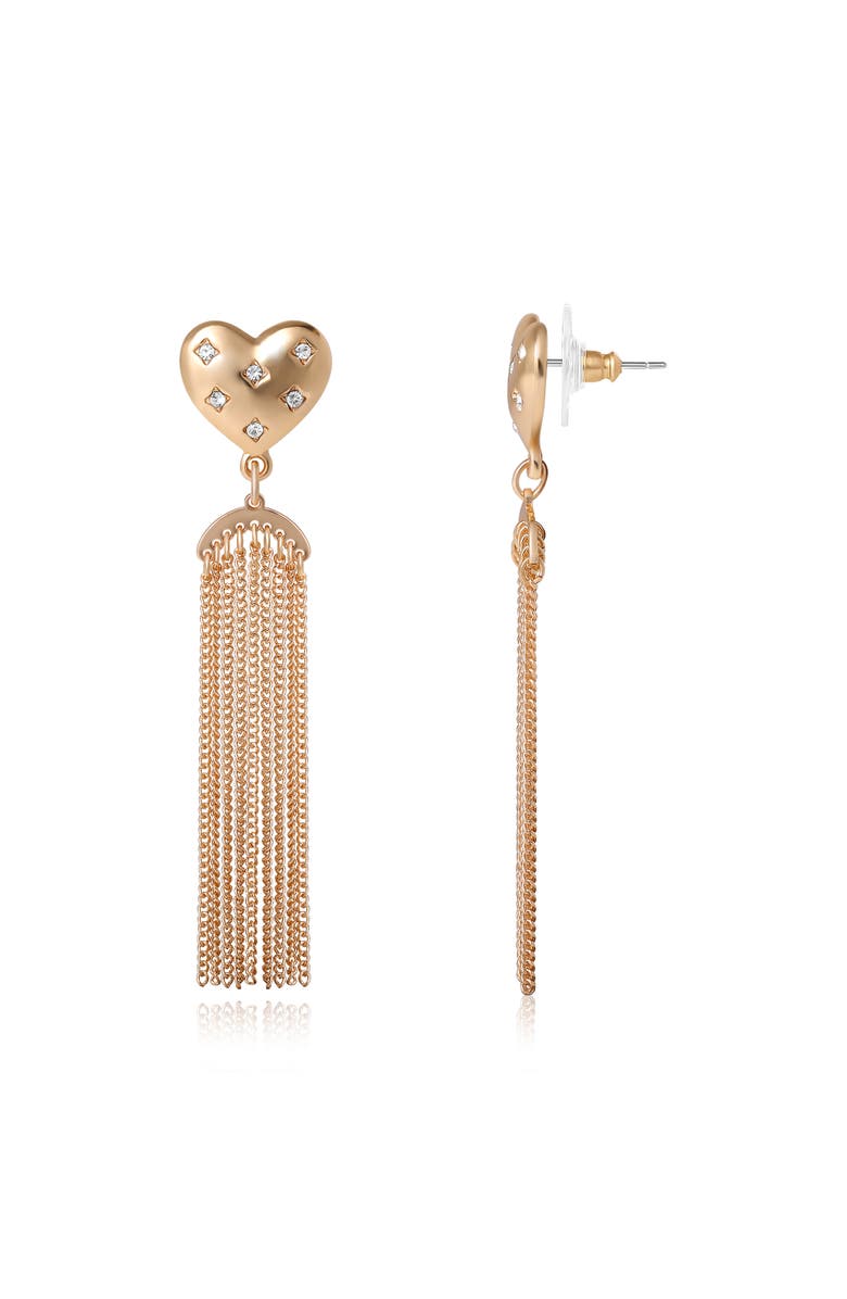 BCBG Generation BCBGeneration Tassel Heart Drop Earrings, Alternate, color, Gold