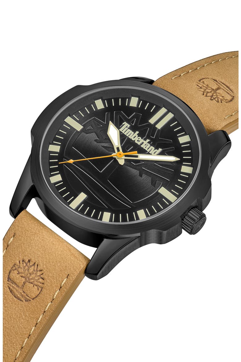 Quartz Analog Watch, Alternate, color, BLACK/ TAN