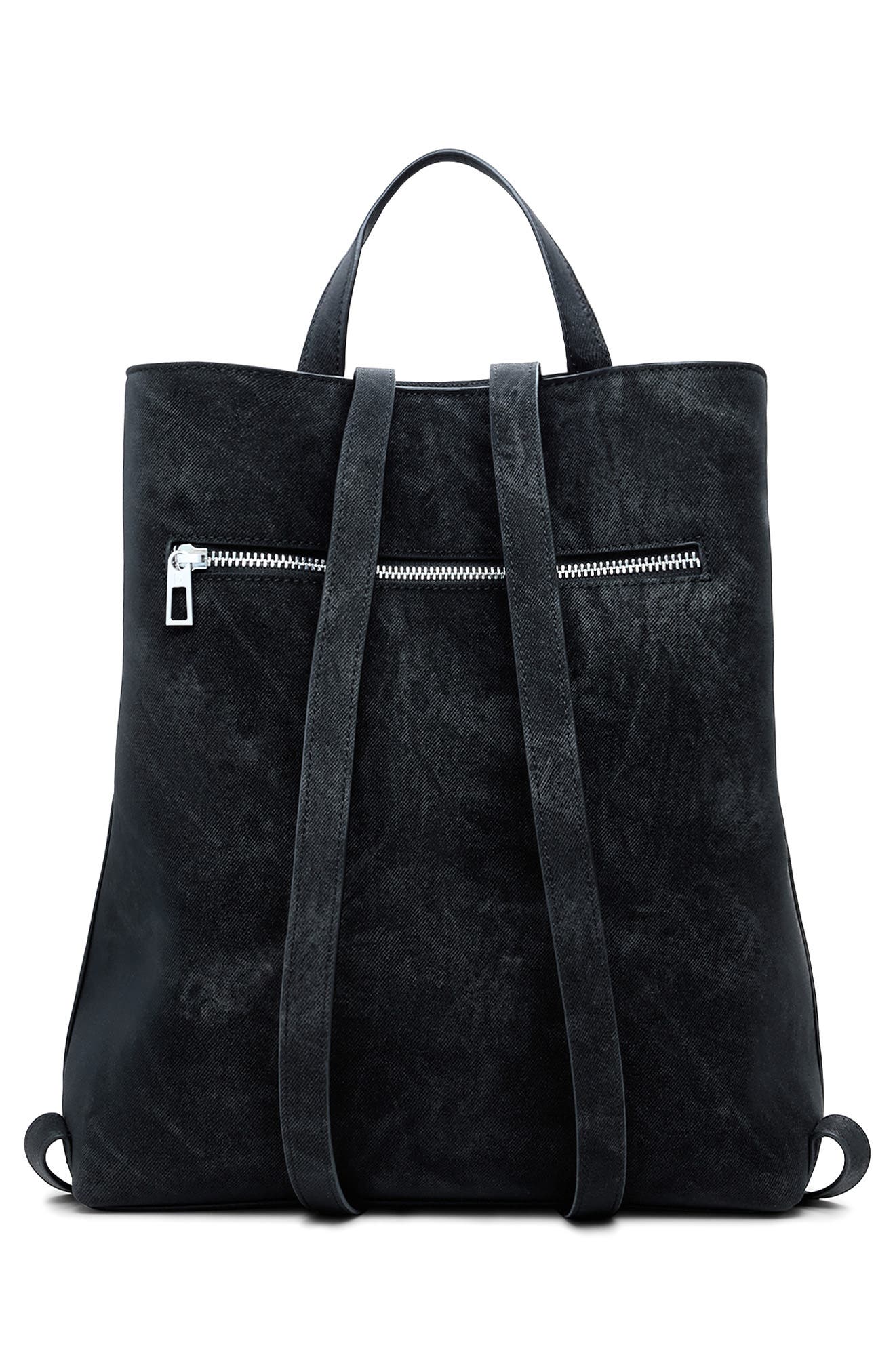 Desigual Flower Embossed Faux Leather Backpack, Alternate, color, Black