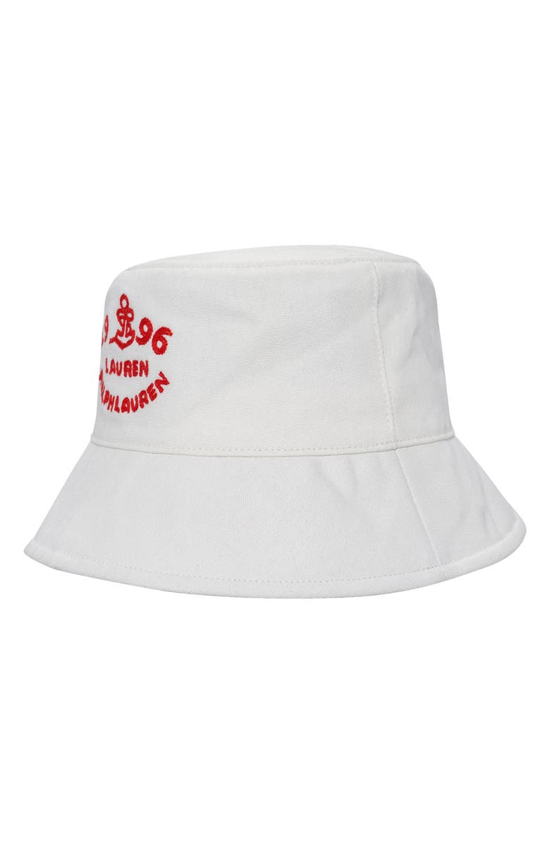 Lauren Ralph Lauren Embroidered Logo Bucket Hat, Alternate, color, Cream