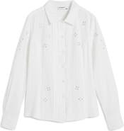 Desigual Eyelet Cotton Blend Button-Up Shirt
