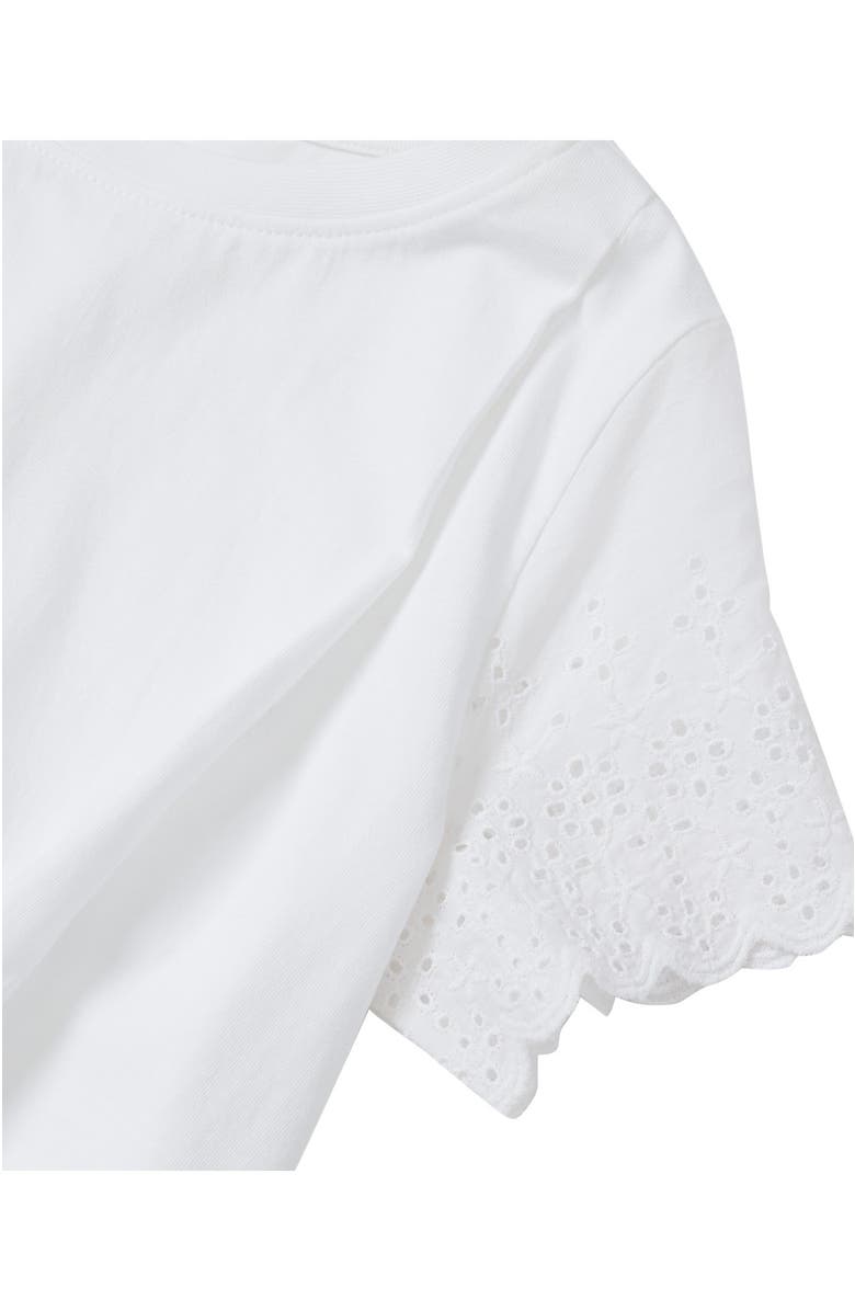 Lands' End Girls Flutter Eyelet Sleeve Top, Alternate, color, White