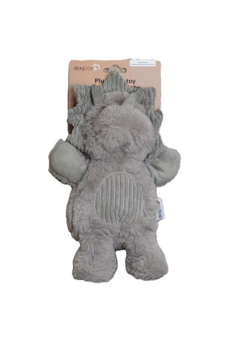 Stegosaurus Squeak & Crinkle Plush Dog Toy, Main, color, Gray
