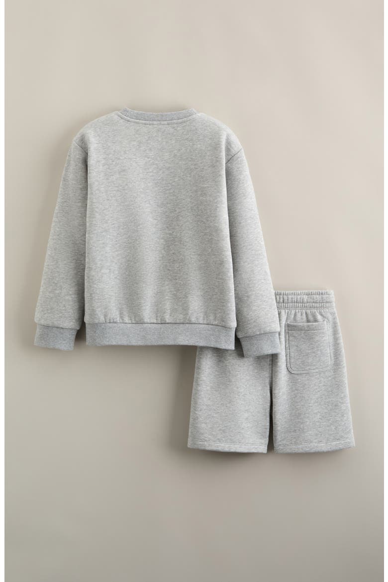 Kids' Piped Sweatshirt & Shorts Set, Alternate, color, GREY SOFT HEATHER