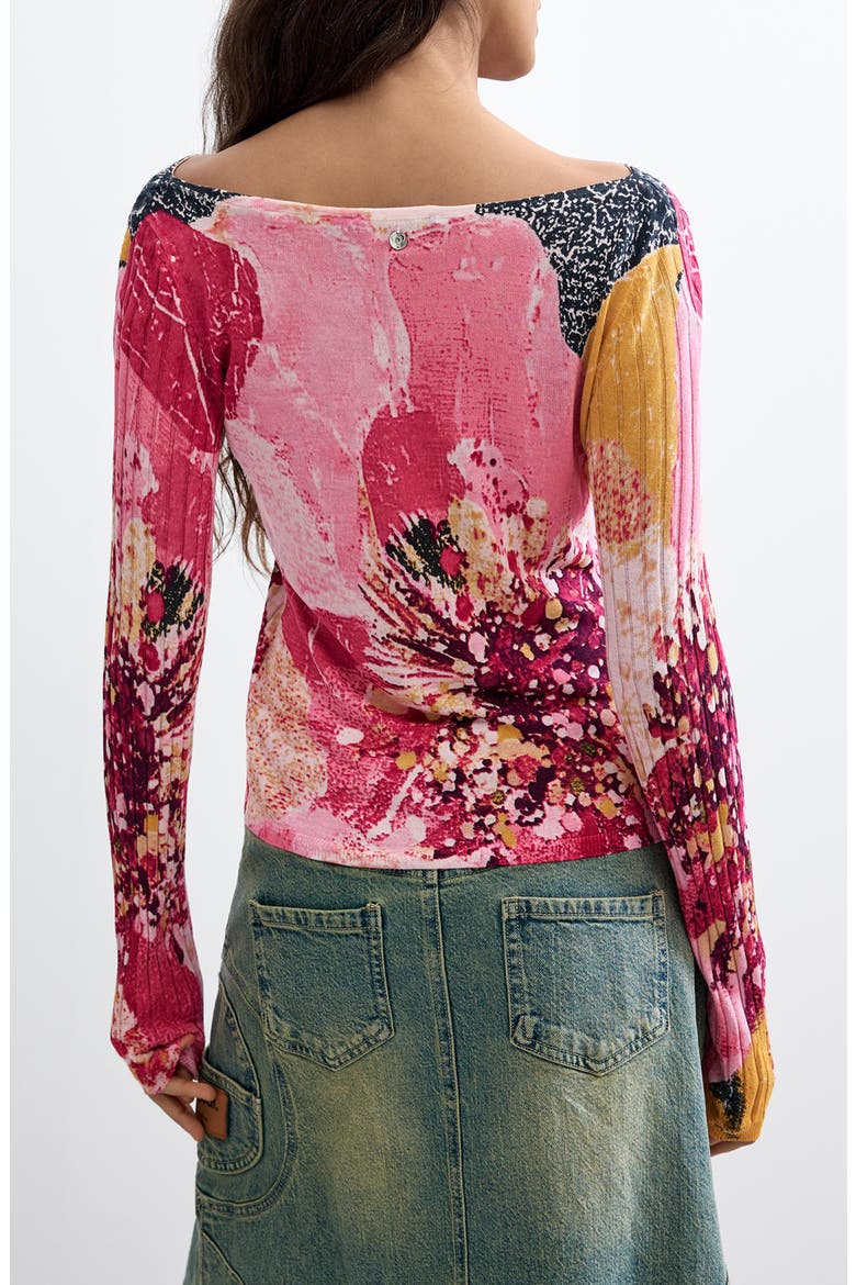 Print Boat Neck Sweater, Alternate, color, PINK