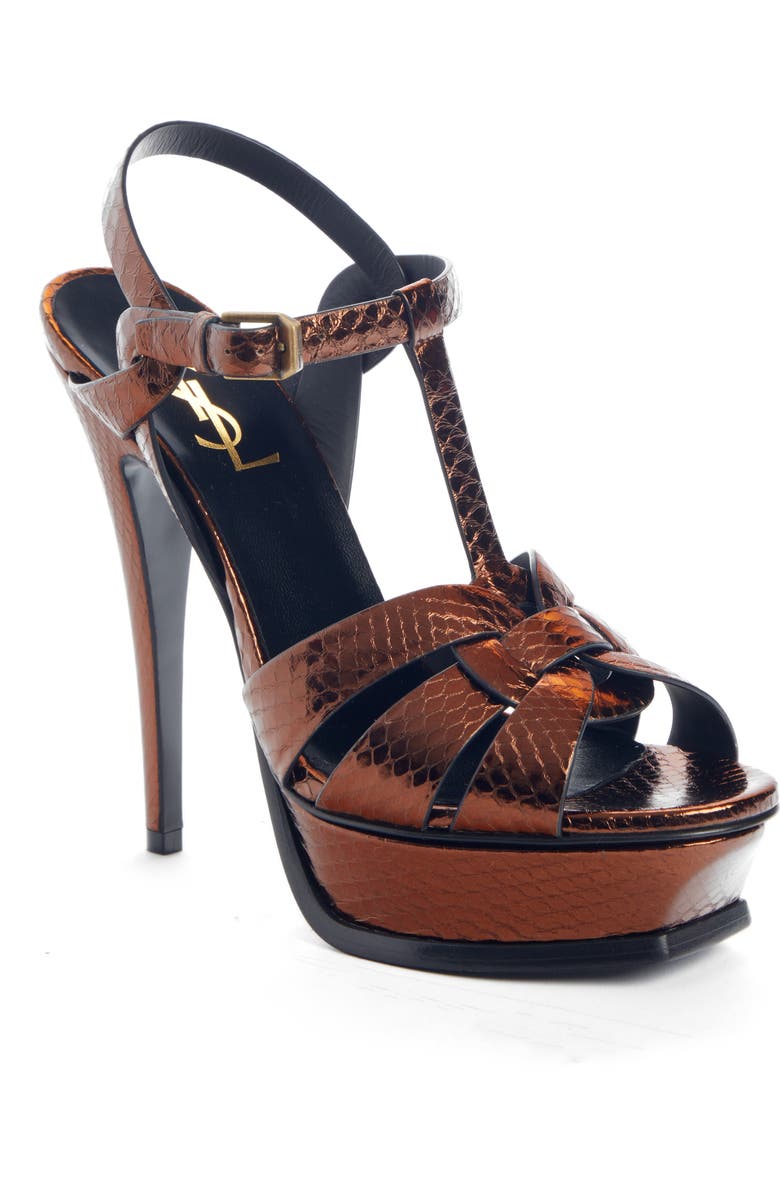 Saint Laurent Tribute Metallic Platform Sandal, Main, color,