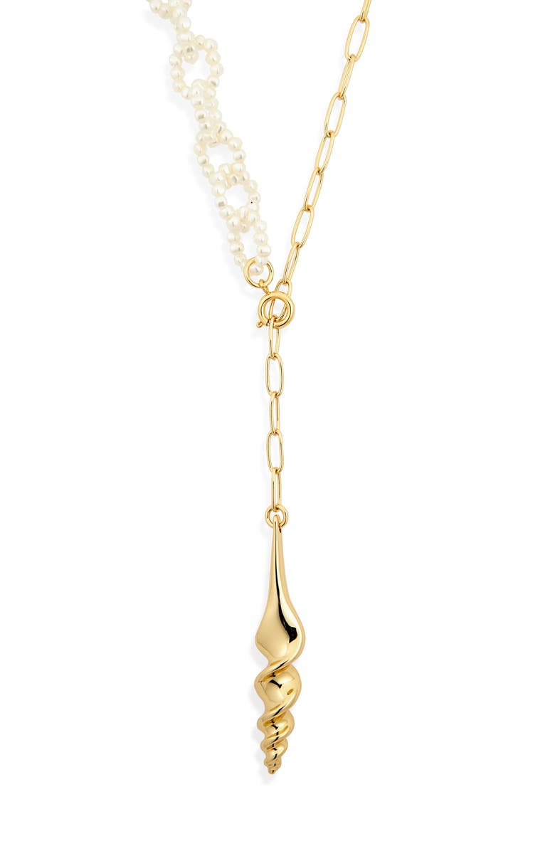 Lele Sadoughi Turritella Faux Pearl Y-Necklace, Main, color, Gold