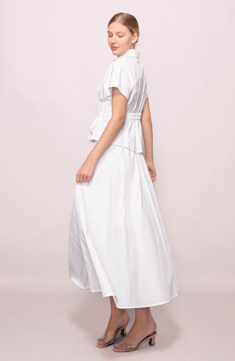 MELLODAY Lemon Poplin A-Line Maxi Skirt, Alternate, color, White