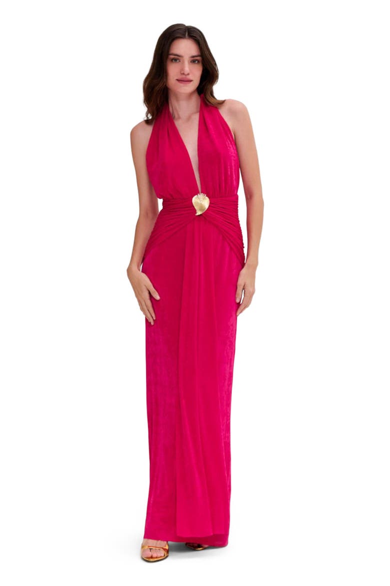 Radiant Jersey Halterneck Gown, Main, color, PINK
