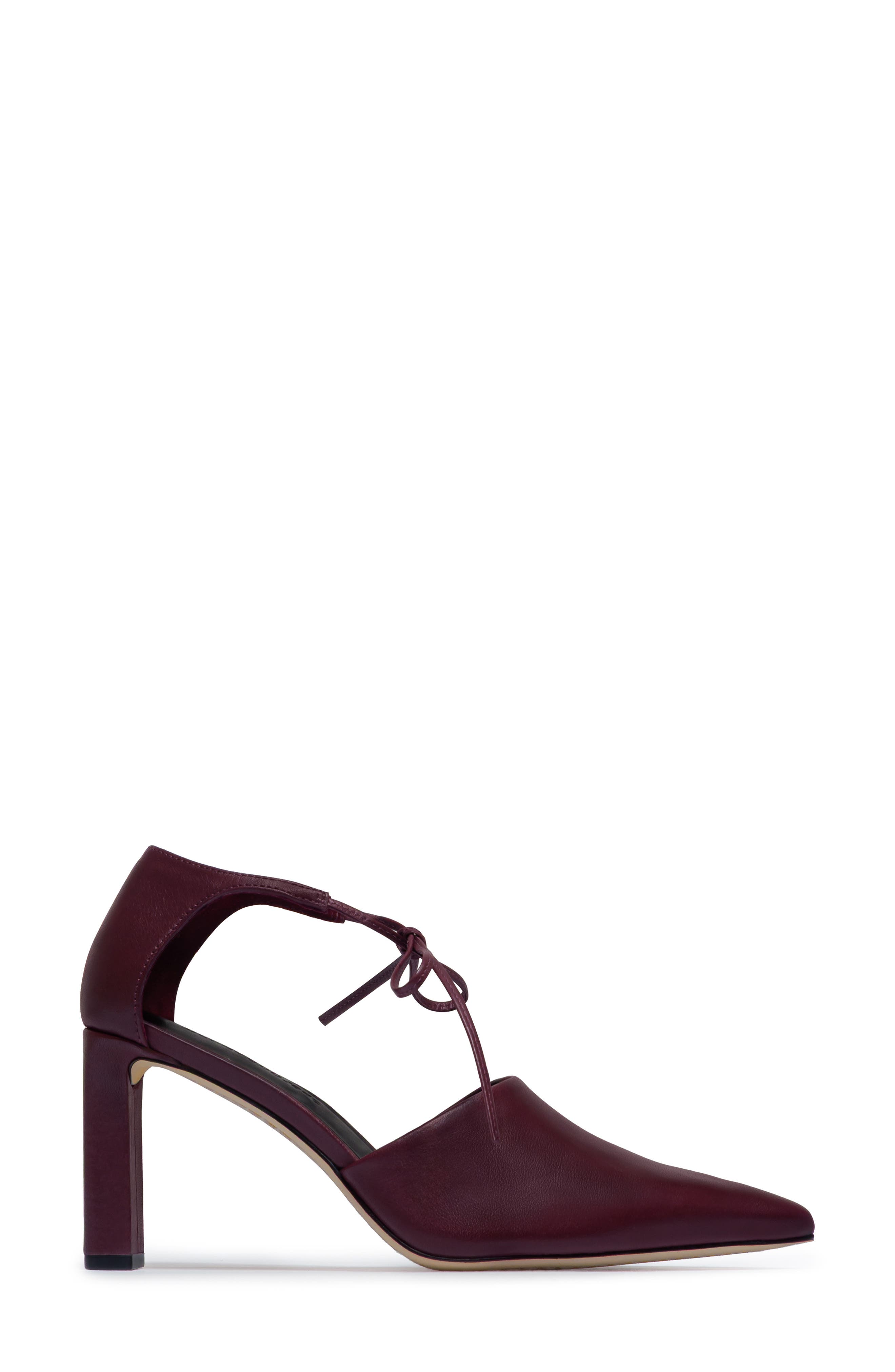 Bernardo Siena Ankle Tie Pointed Toe Pump, Alternate, color, Dark Plum Glove Leather