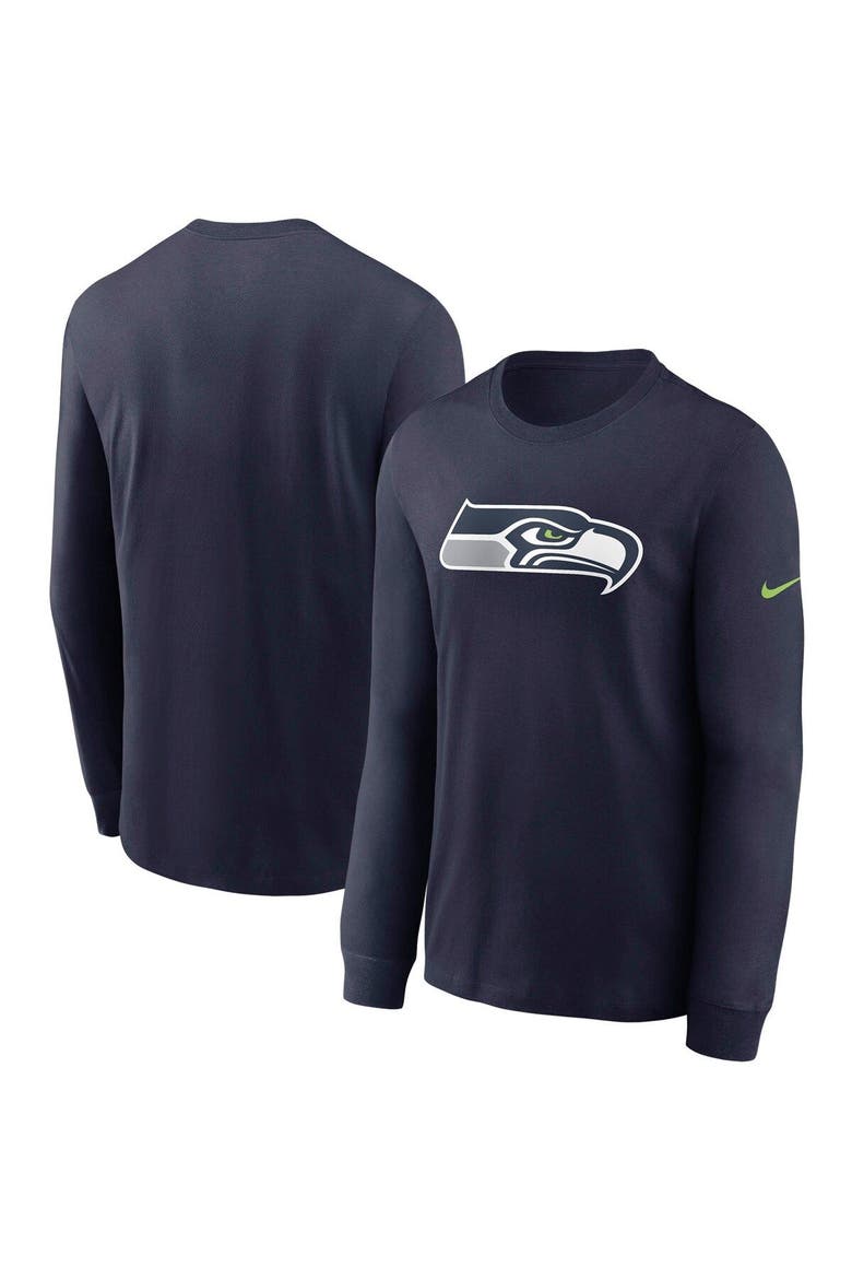 Men's Nike College Navy Seattle Seahawks Primary Logo Long Sleeve T-Shirt, Main, color, Navy