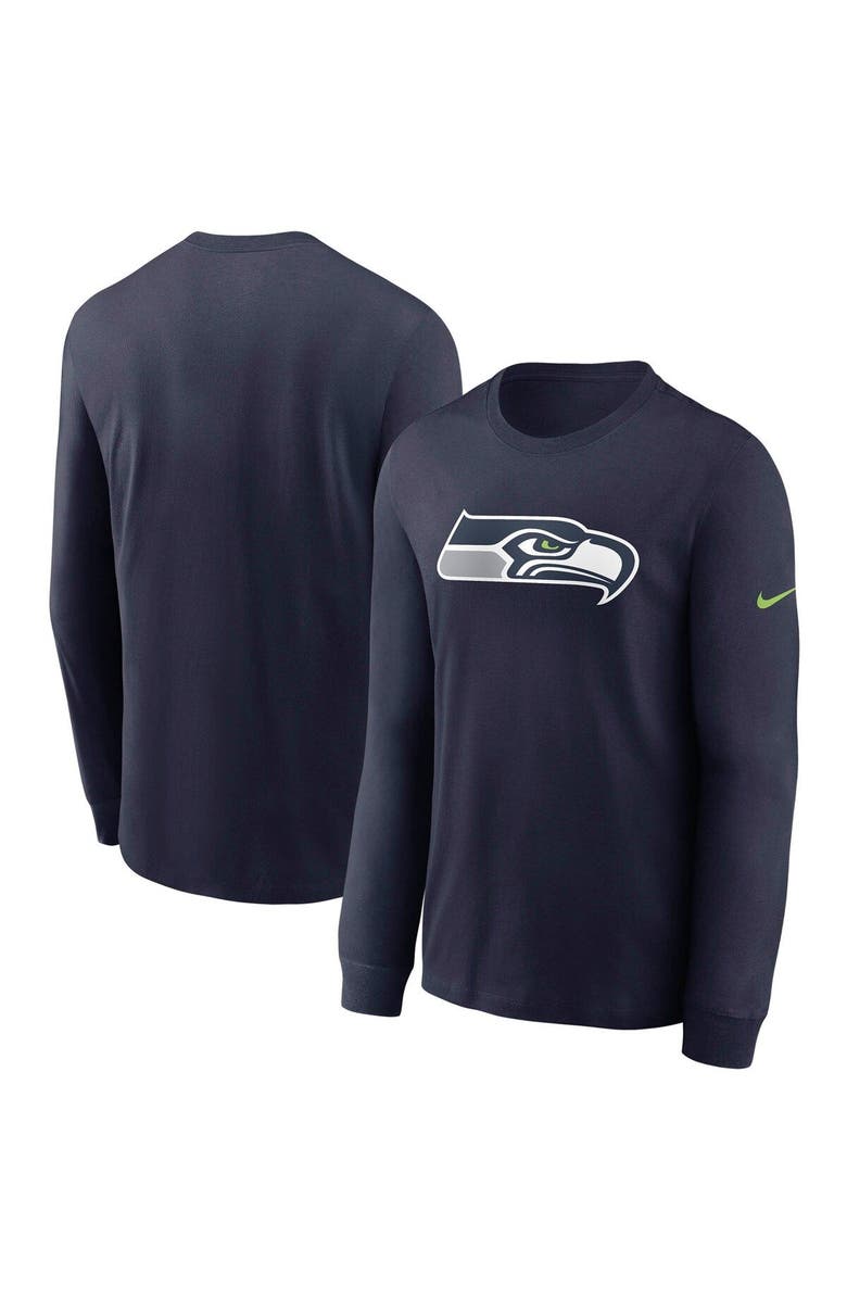 Nike Men's Nike College Navy Seattle Seahawks Primary Logo Long Sleeve T-Shirt, Main, color, Navy