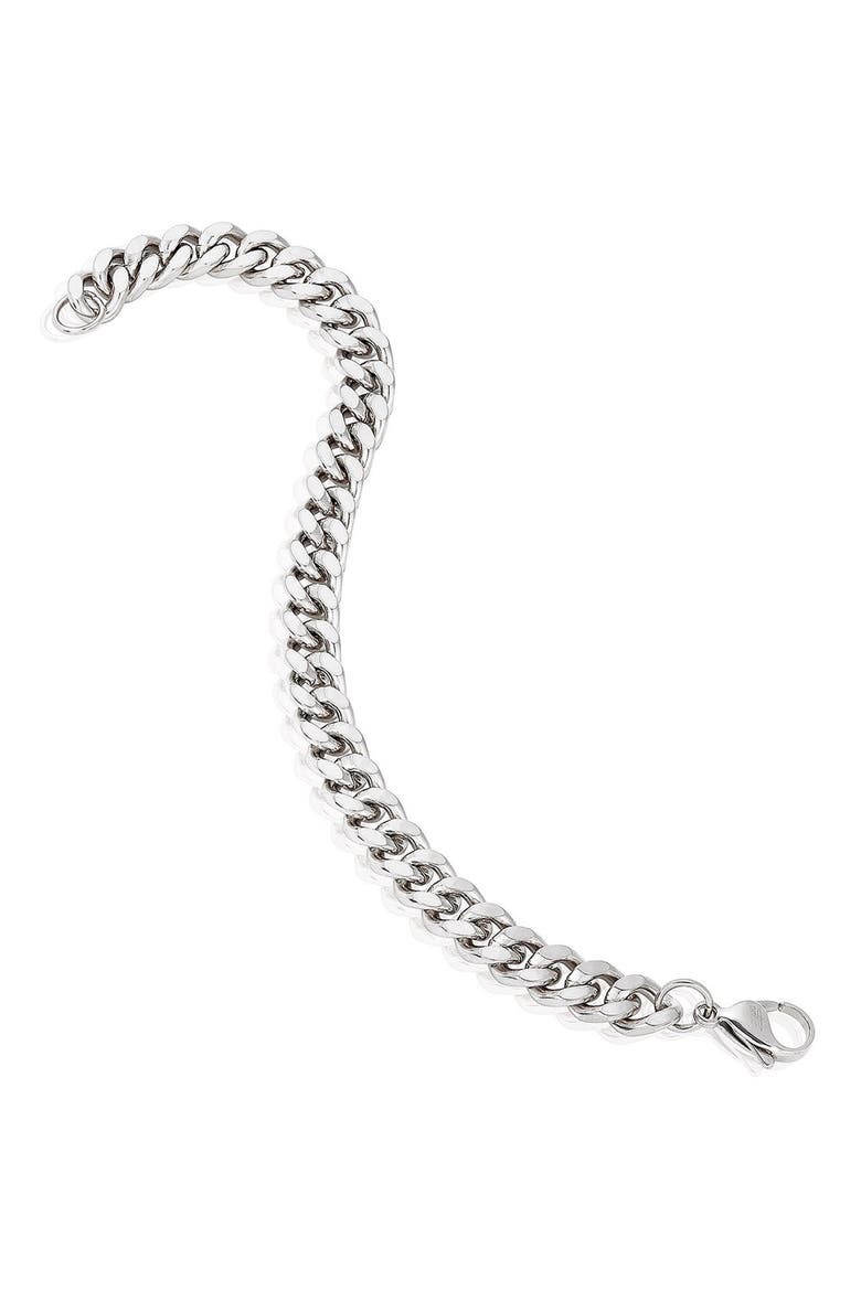 Mens' 8.5mm Curb Chain Link Bracelet, Alternate, color, SILVER