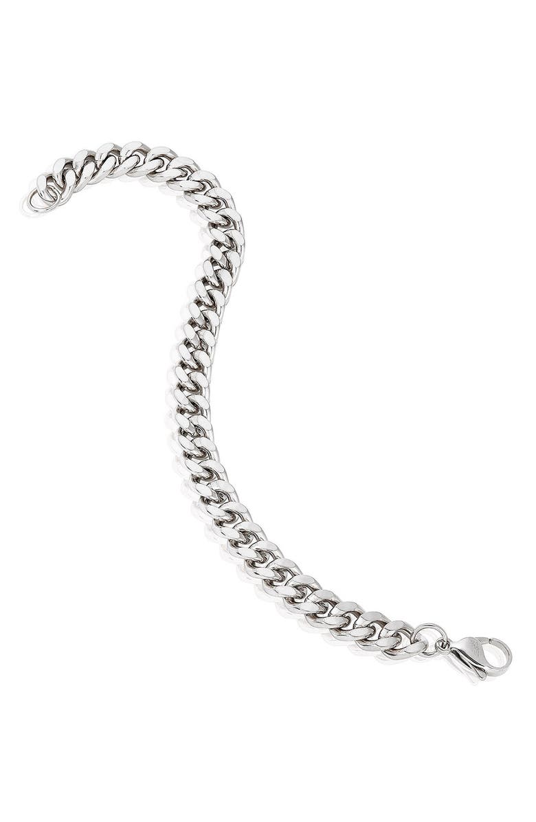 INVICTA Mens' 8.5mm Curb Chain Link Bracelet, Alternate, color, Silver