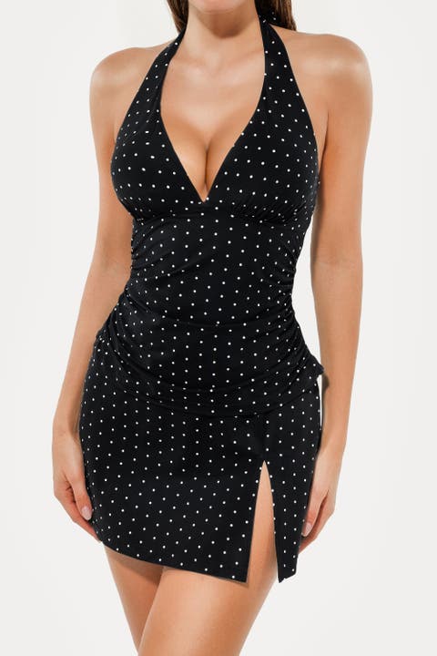 Halter Twist-Front Shaping Tankini & Skirt Set