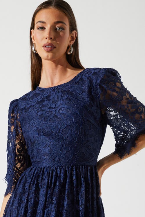 Coast Lace Short Sleeve Midi Dress In Blue