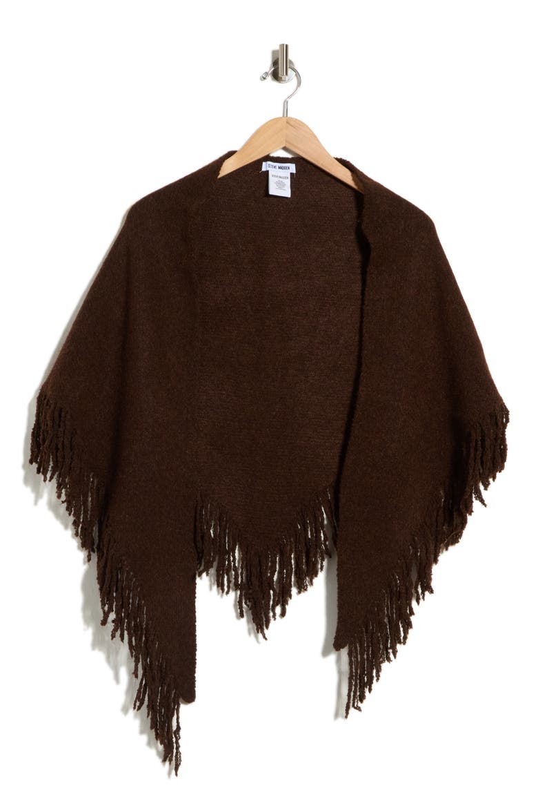 Marled Fringe Triangle Scarf, Main, color, DARK BROWN