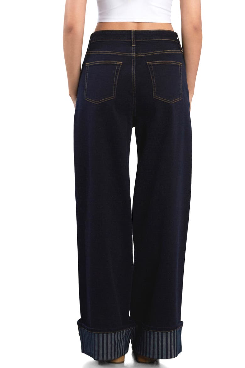 Contrast Cuff Wide Leg Jeans, Alternate, color, ROYAL INDIGO