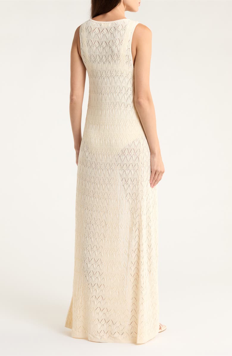 Elan Sleeveless Tie Front Pointelle Cover-Up, Alternate, color, Natural