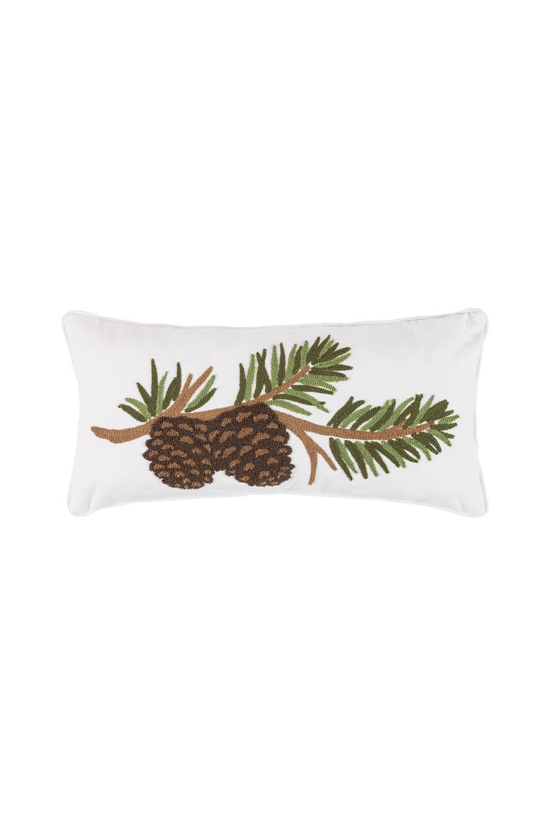 Pinecone Branch Tufted Accent Pillow, Main, color, Green