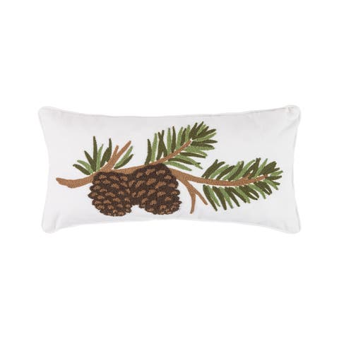 Pinecone Branch Tufted Accent Pillow
