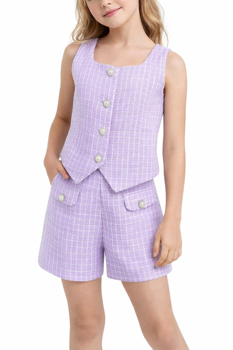 Kids' Bouclé Vest & Shorts Set, Alternate, color, LILAC