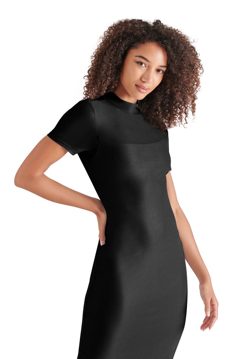 Steve Madden Viv Solid Mesh Midi Dress, Alternate, color, Black