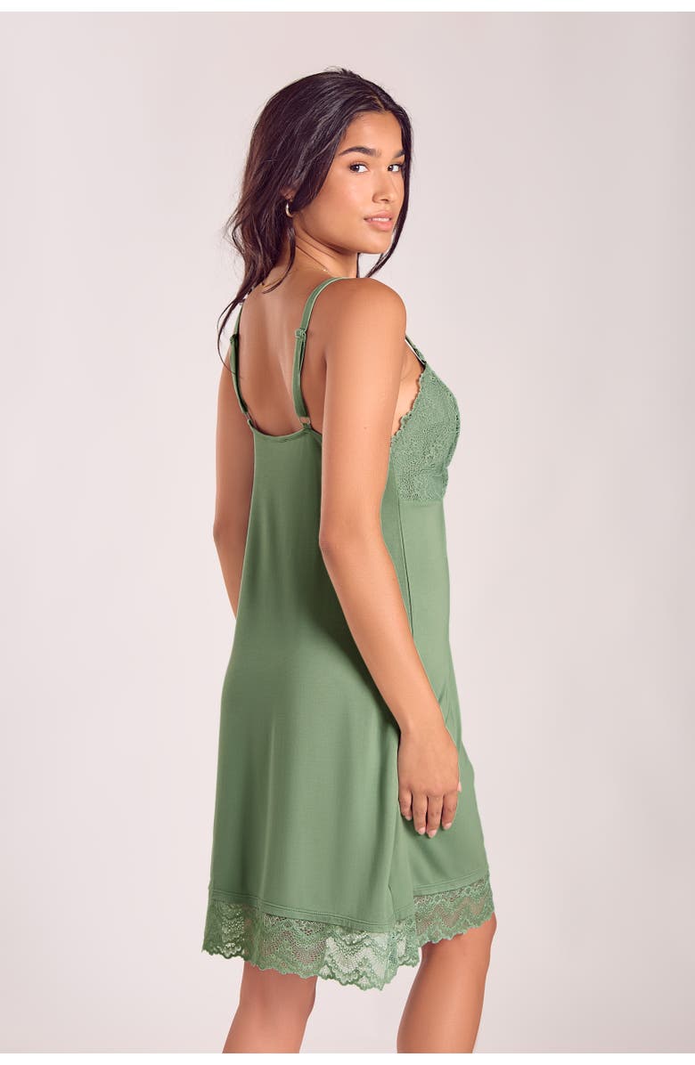 iCollection Modal Knit Chemise with Lace Cups, Alternate, color, Green