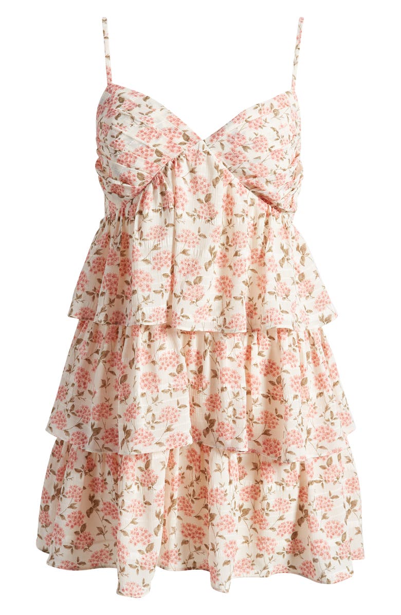 All in Favor Floral Tiered Babydoll Dress, Alternate, color, 