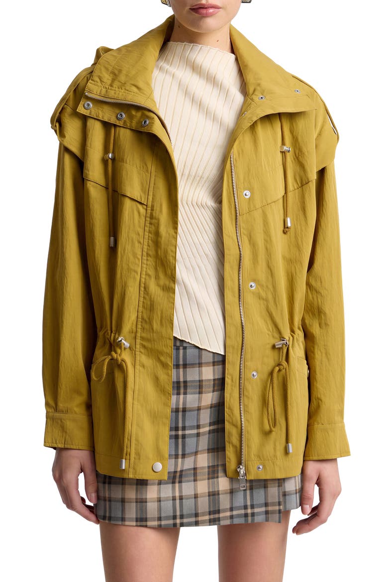 Hooded Drawstring Waist Jacket, Alternate, color, KIWI