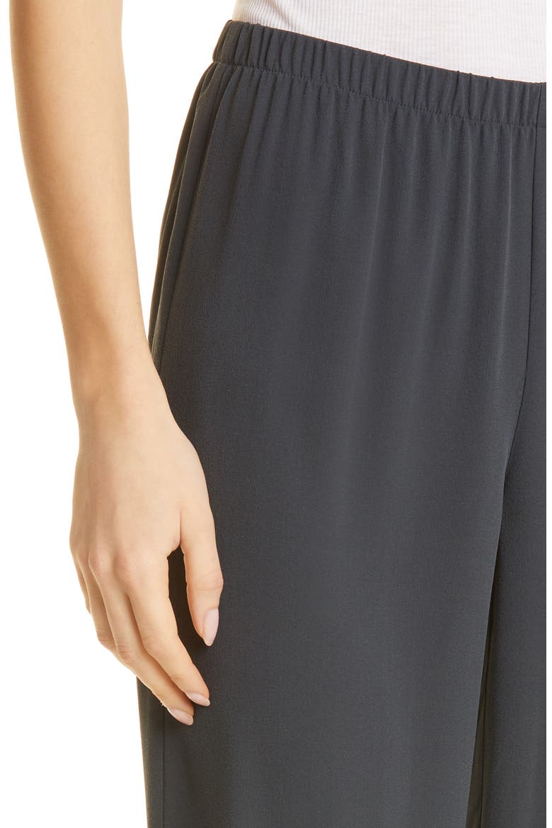 Silk Georgette Crepe Ankle Straight Leg Pants, Alternate, color, GRAPHITE