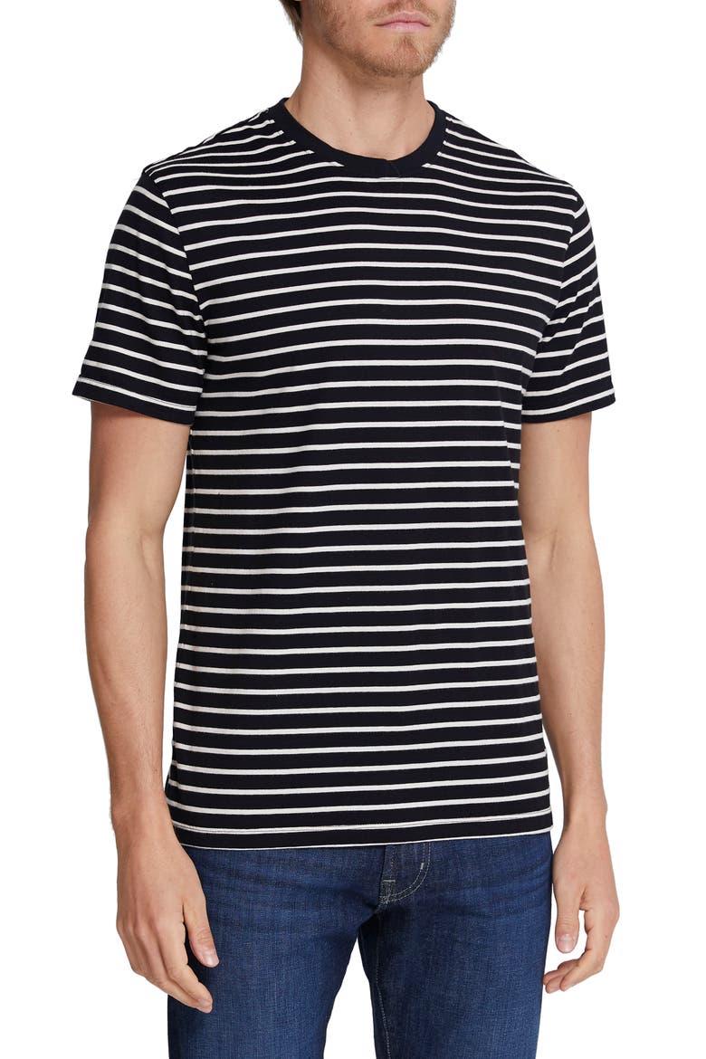 Bryce Stripe Crewneck Cotton T-Shirt, Main, color, TRUE BLACK/ IVORY DUST