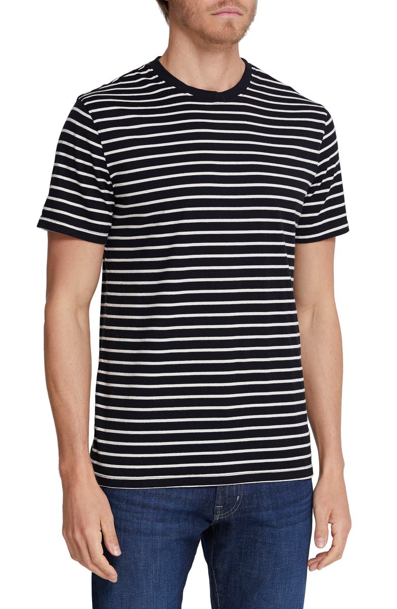 AG Bryce Stripe Crewneck Cotton T-Shirt, Main, color, True Black/ Ivory Dust