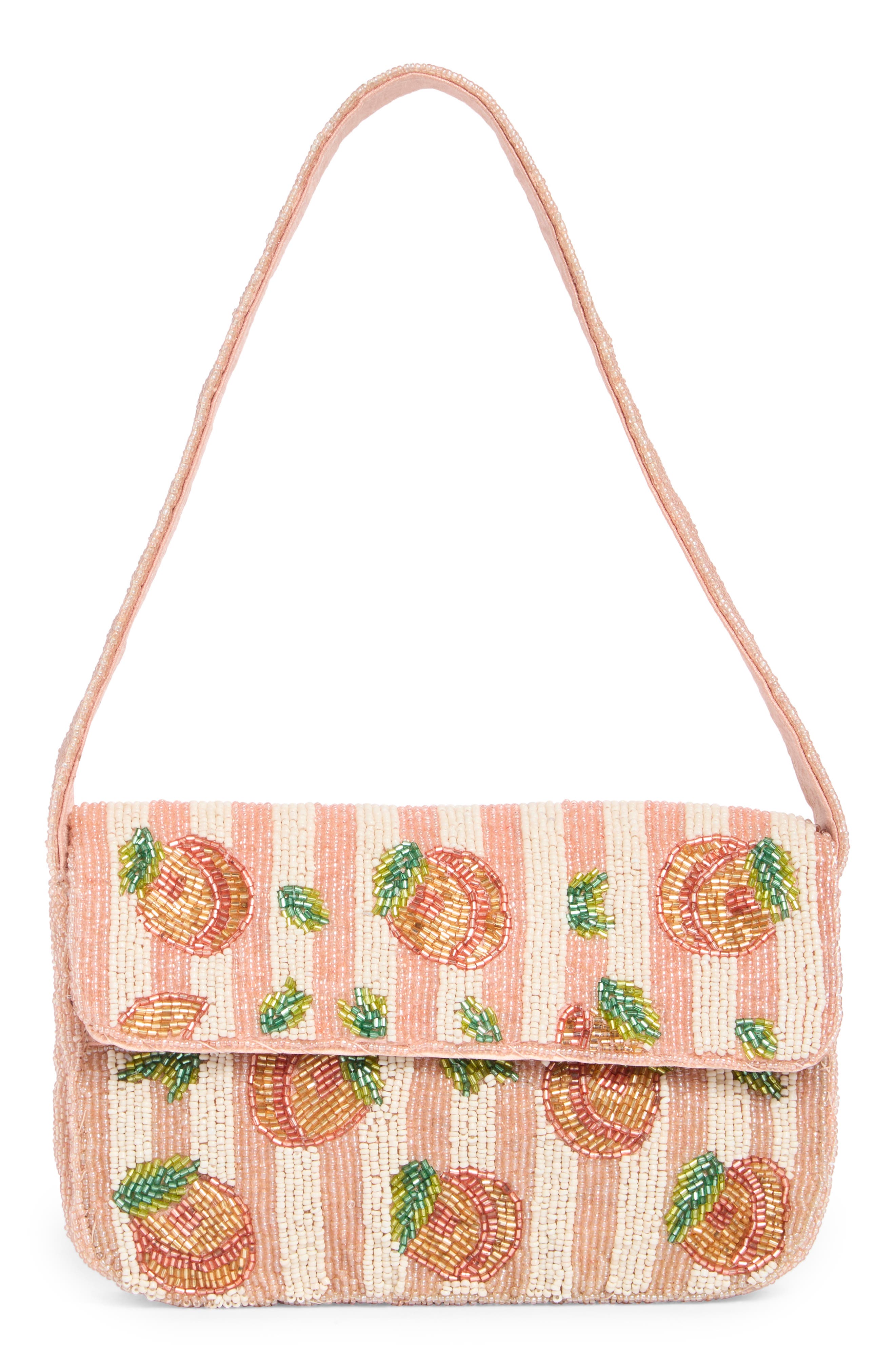 Collection XIIX Stripe Peaches Beaded Shoulder Bag