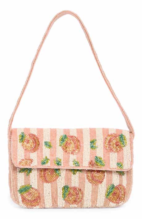 Collection XIIX Stripe Peaches Beaded Shoulder Bag