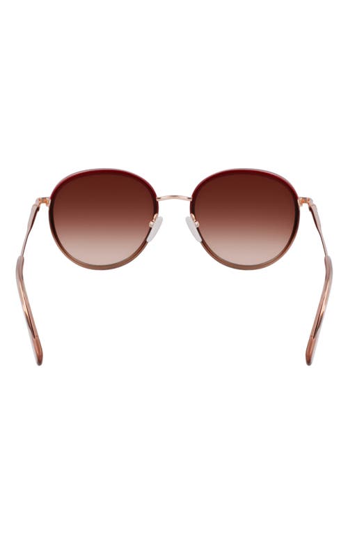 Longchamp Roseau 52mm Gradient Round Sunglasses In Rose Gold/gradient Burgundy