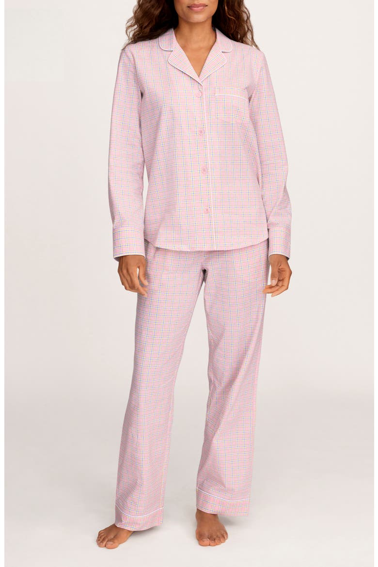 Plaid Cotton Twill Pajamas, Main, color, PINK