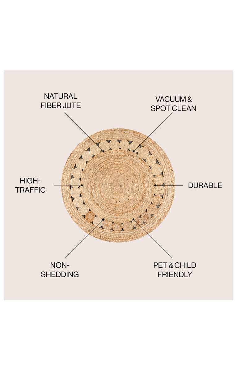JONATHAN Y Dahlia Round Natural Jute Boho Circle Natural Round Area Rug, Alternate, color, Natural