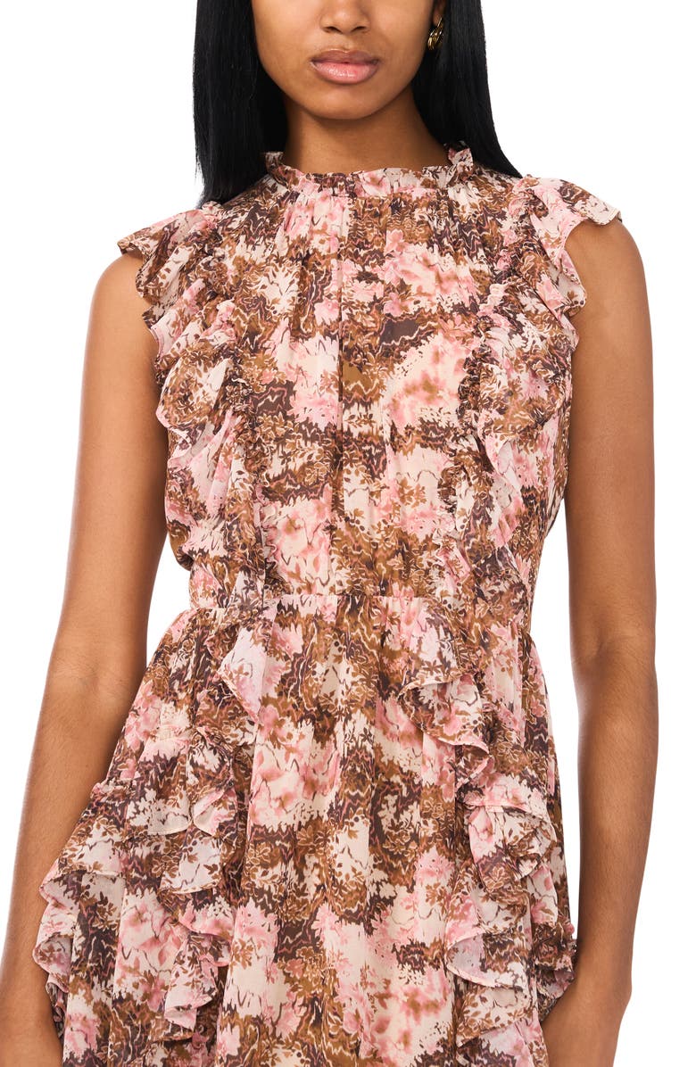 Parker Brooke Floral Ruffle Midi Dress, Alternate, color,