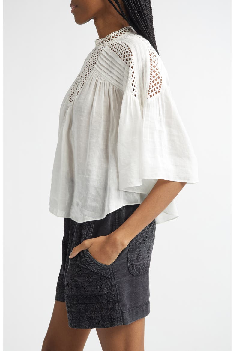 Parina Lace & Pintuck Top, Alternate, color, WHITE