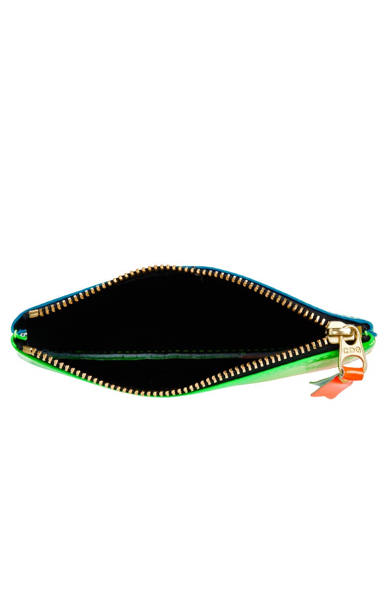 Comme des Garçons Super Fluo Leather Line Zip Pouch, Alternate, color, Green/ Blue