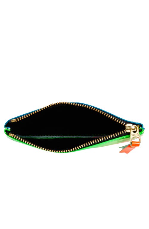 Comme Des Garçons Super Fluo Leather Line Zip Pouch In Multi