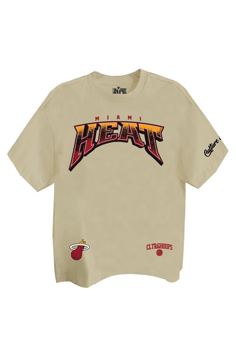 Unisex Two Hype Cream Miami Heat Drip & Dime Elevated Drop Shoulder T-Shirt, Alternate, color, Cream