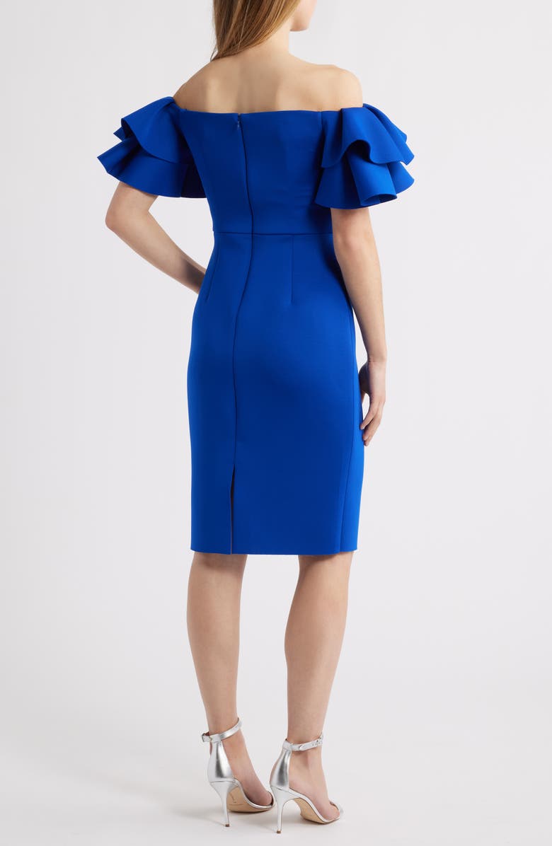 Eliza J Ruffled Off-the-Shoulder Cocktail Dress, Alternate, color, Cobalt