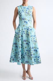 Emilia Wickstead Mara Magnolia Taffeta Faille Midi Dress
