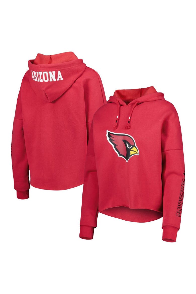 Women's New Era Cardinal Arizona Cardinals Foil Sleeve Pullover Hoodie, Main, color, Cardinal