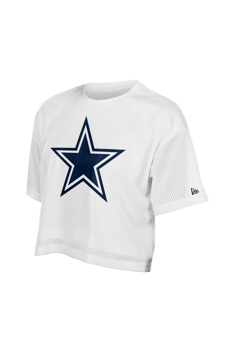 Women's New Era  White Dallas Cowboys Summer Mesh Cropped Boxy T-Shirt, Alternate, color, White